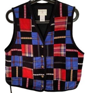 Susan Bristol Multicolor Patchwork Sweater Vest Women's Size Petite Medium